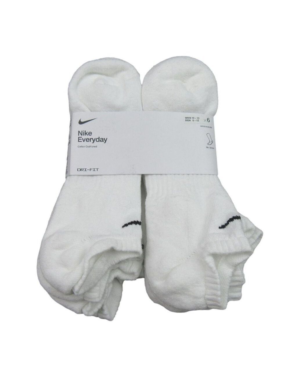 Nike Everyday Cotton Cushioned No Show Socks 6 Pack Mens 8-12 / Womens 10-13 NEW